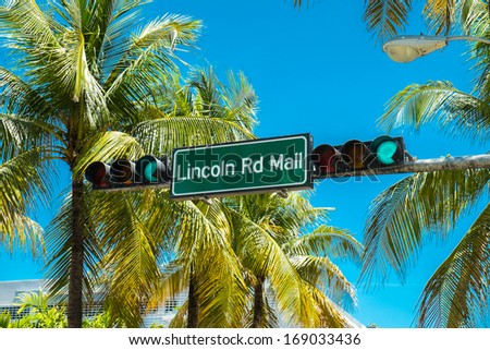 Lincoln Road Mall street sign located in Miami Beach.