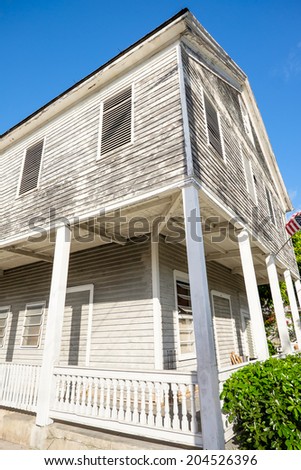 KEY WEST, FLORIDA USA - JUNE 26, 2014: A vintage rustic looking home in the residential Historic District of Key West.