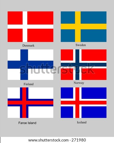 Scandinavian Flags Stock Vector Illustration 271980 : Shutterstock