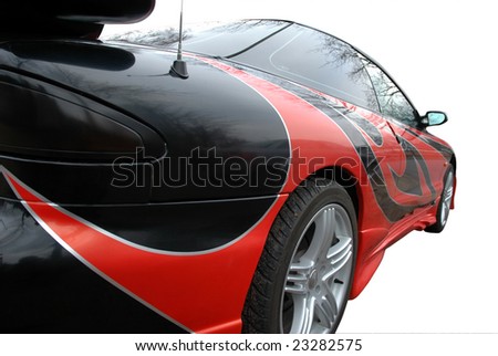 red and black modern sport-car isolated on white with clipping mask