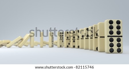 Stack of dominoes falling down