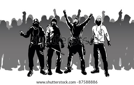 Hooligans and street riots vector image