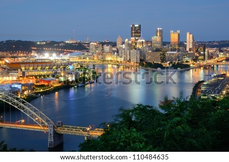 West End Bridge and downtown PIttsburgh, Pennsylvania, USA.