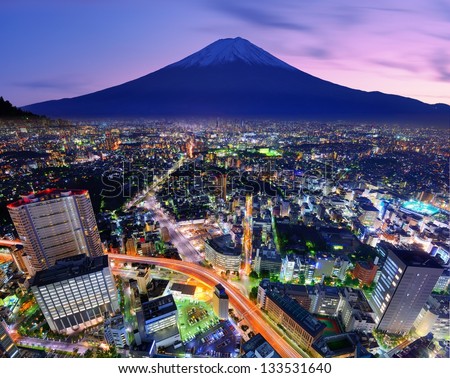 Ueno District and Mt. Fuji in Tokyo, Japan.