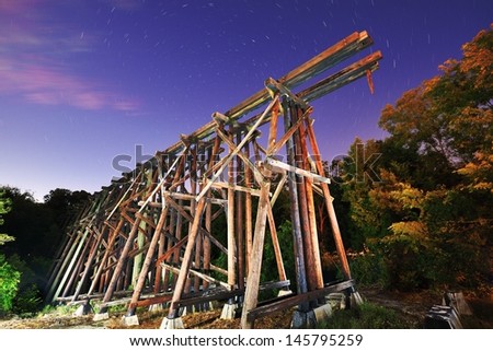 Abandoned train trestles, a local landmark in Athens, Georgia, USA