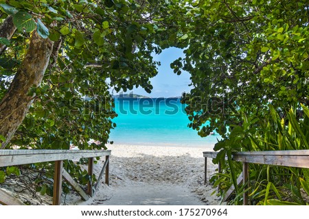 St. John, US Virgin Islands at Trunk Bay Beach entrance.