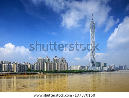 Guangzhou, China cityscape at Canton Tower.