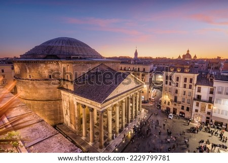 Similar – Image, Stock Photo The Pantheon and the fountain in Piazza della Rotonda in Rome seen from Via del Pantheon.