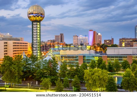 Knoxville, Tennessee, USA city skyline at World\'s fair Park.