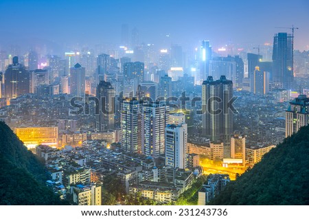 Guiyang, Guizhou, China downtown city skyline.