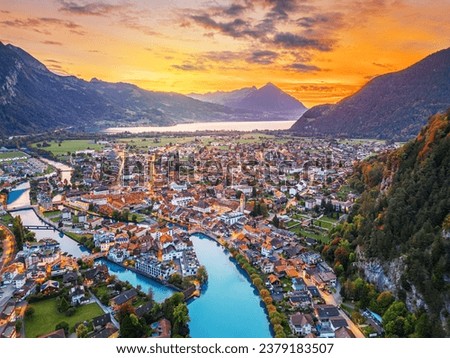 Similar – Image, Stock Photo Interlaken from above