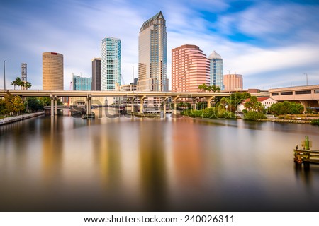 Tampa, FLorida, USA downtown city skyline on the Hillsborough River.