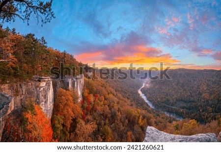 Similar – Image, Stock Photo an autumn river from above