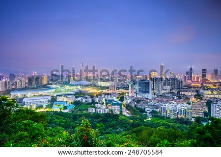 Shenzhen, China downtown cityscape.