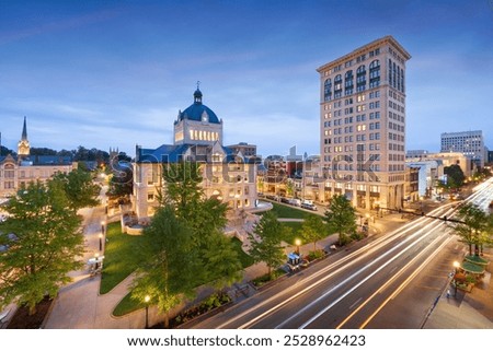 Similar – Image, Stock Photo Blue hour at the lake with reflections