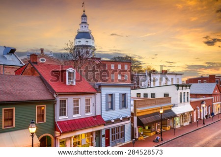 Annapolis, Maryland, USA downtown view over Main Street with the State House. ストックフォト © 