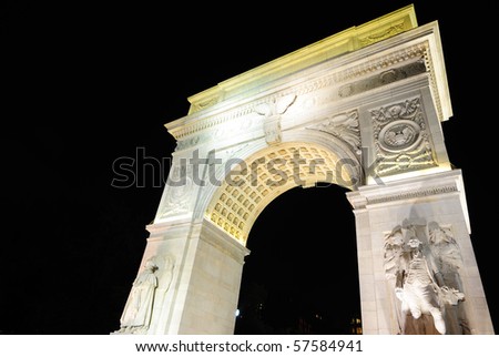 The famous Washington Square Arch, commemorating George Washington, in New York City.