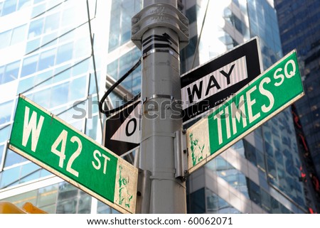 the intersection of 42nd street and Times Square in New York City.