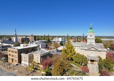 Skyline And City Hall Of Downtown Athens, Georgia. Stock Photo 64765675 ...