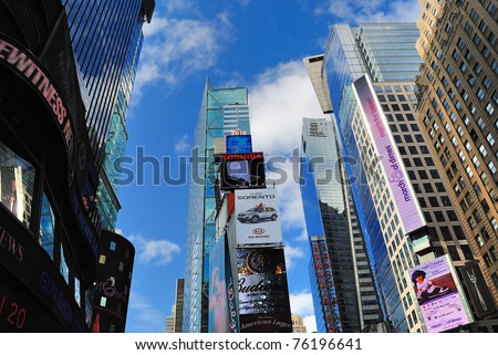 NEW YORK CITY - APRIL 18: Dubbed 'Crossroads of the World,' Famous Times Square attracts tourists globally April 18, 2010 in New York, New York.
