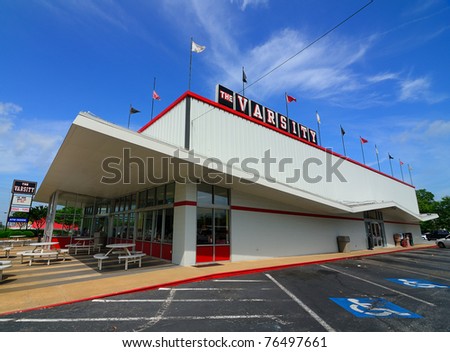 ATHENS, GEORGIA - MAY 3: The Varsity is an iconic fast food chain associated with many college campuses in the metro-Atlanta area May 3, 2011 in Athens, Georgia.