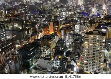 Urban sprawl in Minato, Tokyo, Japan.