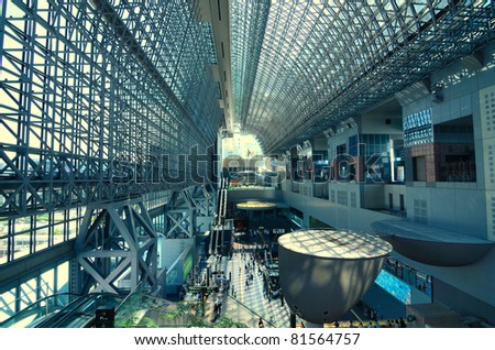 KYOTO, JAPAN - JULY 11: Kyoto Station is Japan\'s 2nd largest train station and its futurism architecture opened amid controversy in 1997 in the otherwise historical city July 11, 2011 in Kyoto, Japan.