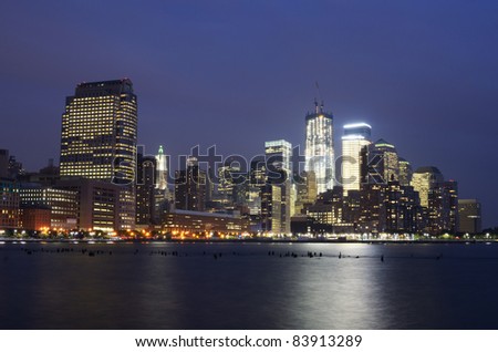 Skyline of downtown manhattan and hudson river