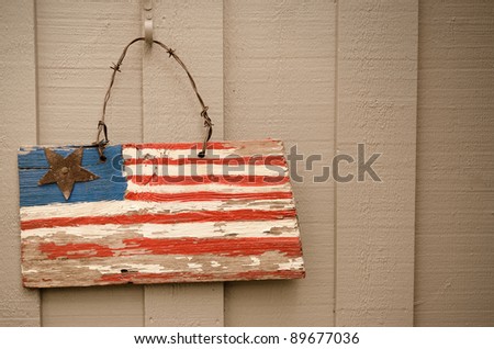 Rustic american flag on a wall