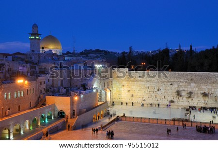The Western Wall, known at the Wailing Wall or Kotel, is the remnant of the ancient wall that once surrounded the Temple Mount in jerusalem, Israel. The mount is currently home to Dome of the Rock.