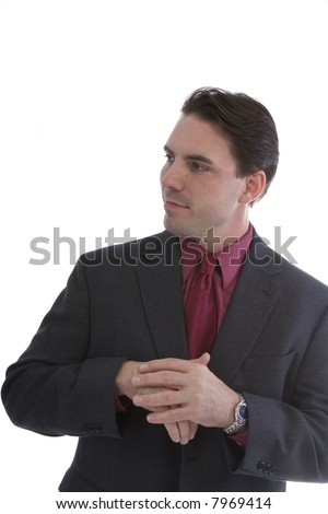 Male Model in Business suit over white background