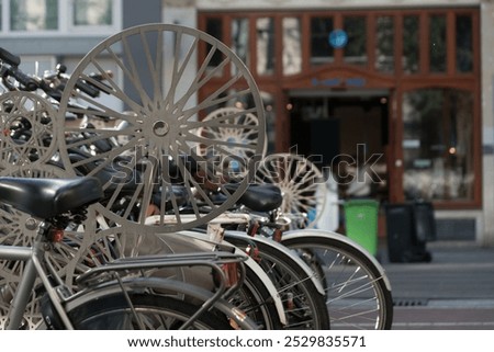 Image, Stock Photo Dozens of bikes are parked in the Dutch national park De Hoge Veluwe