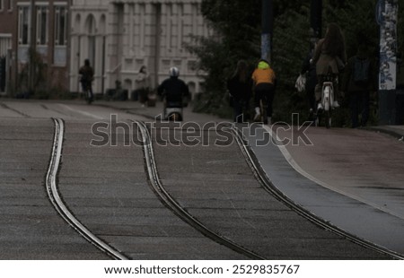 Similar – Image, Stock Photo tramway tracks on the street in Bilbao city Spain, transport in the city