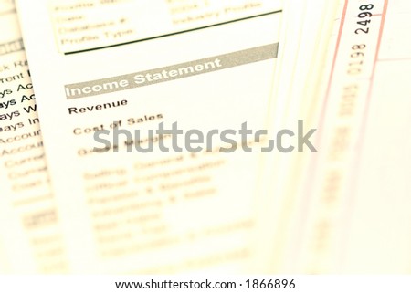 Financial document with the focus on the word \