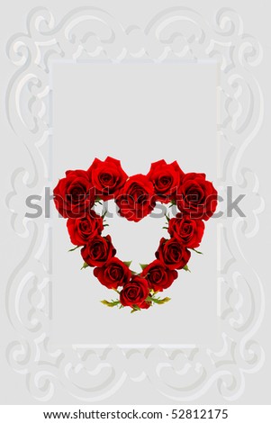 twelve red roses wedding or valentine card ready for text