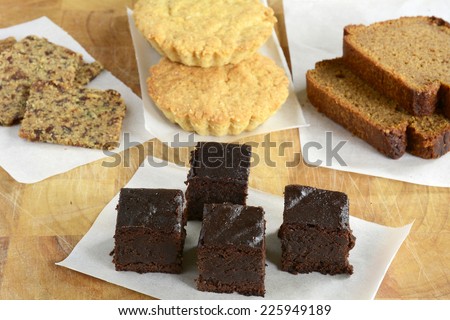 Several gluten free, grain free baking items for a healthy diet