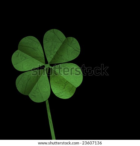 Four leaf clover on Black background, ideal for St Patrick's day