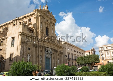 PALERMO, ITALY - OCTOBER 23, 2014: Church of Santa Maria della Pieta in Palermo, Italy. This baroque church was designed by architect G. Amato and built between 1678 and 1684.