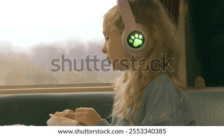 Similar – Image, Stock Photo Blonde Girl in Train