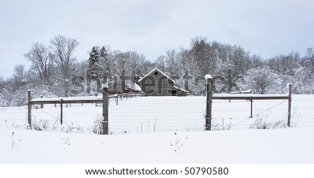 Winter barn scene