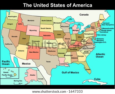 Map Of United States Stock Vector Illustration 1647333 : Shutterstock