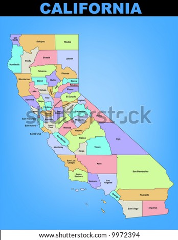 Vector Image Of The State Of California And Its Counties - 9972394 ...