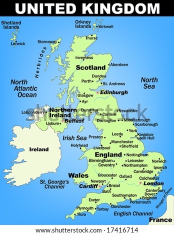 Illustrated Map Of The United Kingdom Stock Vector Illustration ...