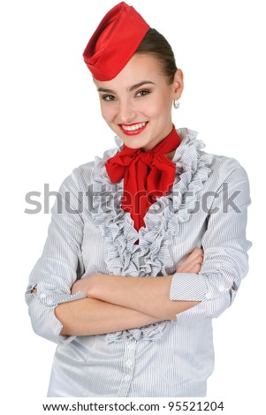 young beautiful air hostess