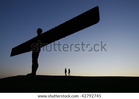 GATESHEAD, ENGLAND - May 31: The Angel of the North sculpture is silhouetted on a hill south of Low Fell May 31, 2009 in Gateshead, England. The £1m sculpture was designed by Antony Gormley in 1994.