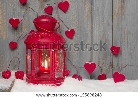 Red lantern with candlelights white lantern with candlelights and white hearts