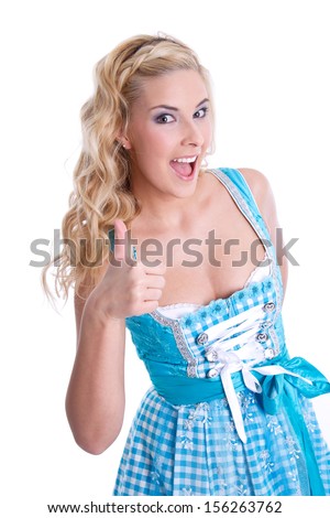 Blond woman showing all right with her hand