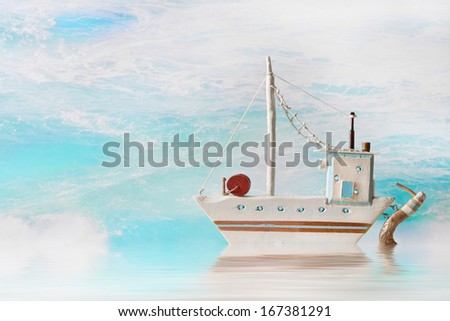 Summer, sun, sea, boat - maritime nautical background