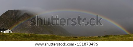 Rainbow panorama in Norway