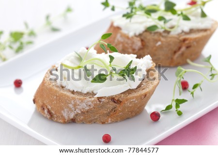 two canape with goat cheese